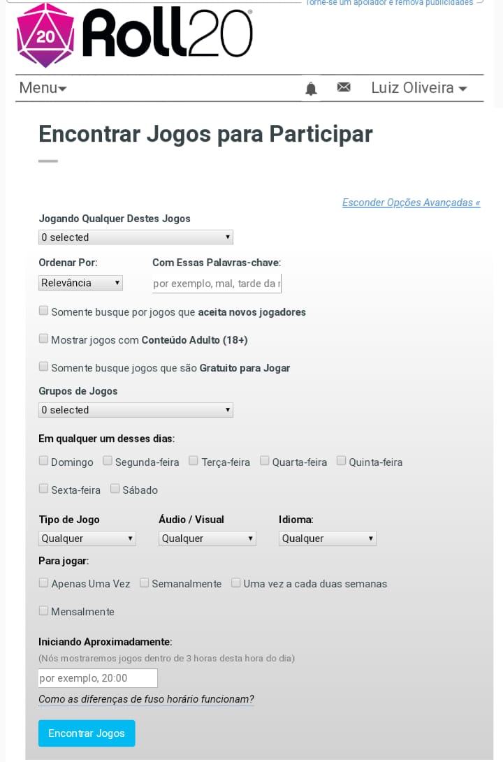 COMO ENCONTRAR GRUPOS PARA JOGAR RPG NO ROLL20 